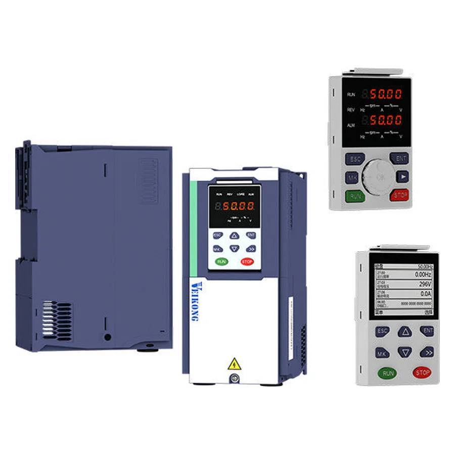 Veikong VFD500-PV solar pump inverter range photo. Ratings vary.